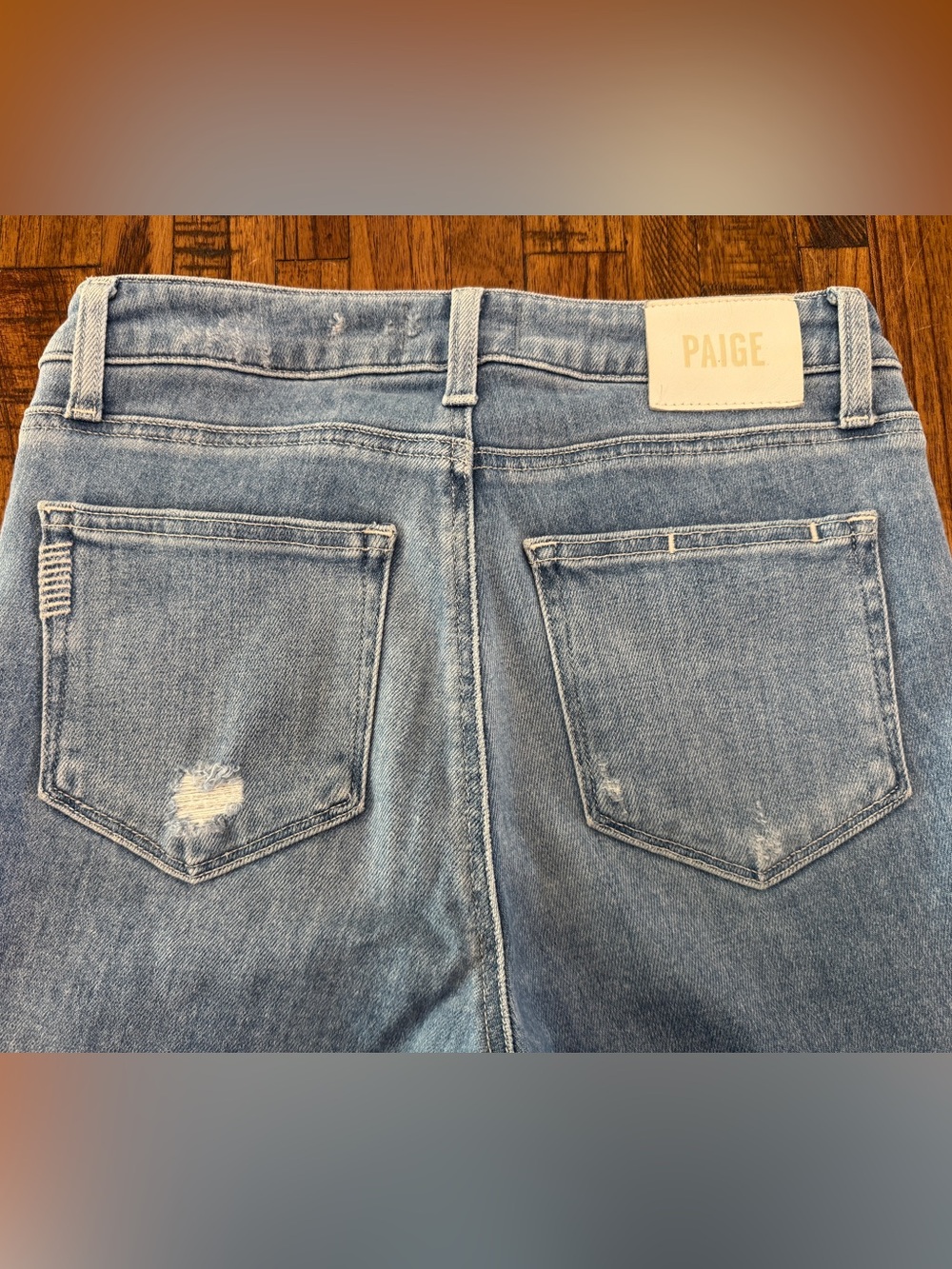 PAIGE Colette Crop Flare with Frayed Hem Light Wash Jeans Size 27 - Picture 3 of 11